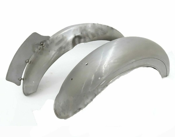 Passend FüR Royal Enfield 1962 G2 KotflüGel Vorne/Hinten Set Edelstahl Raw Steel-image