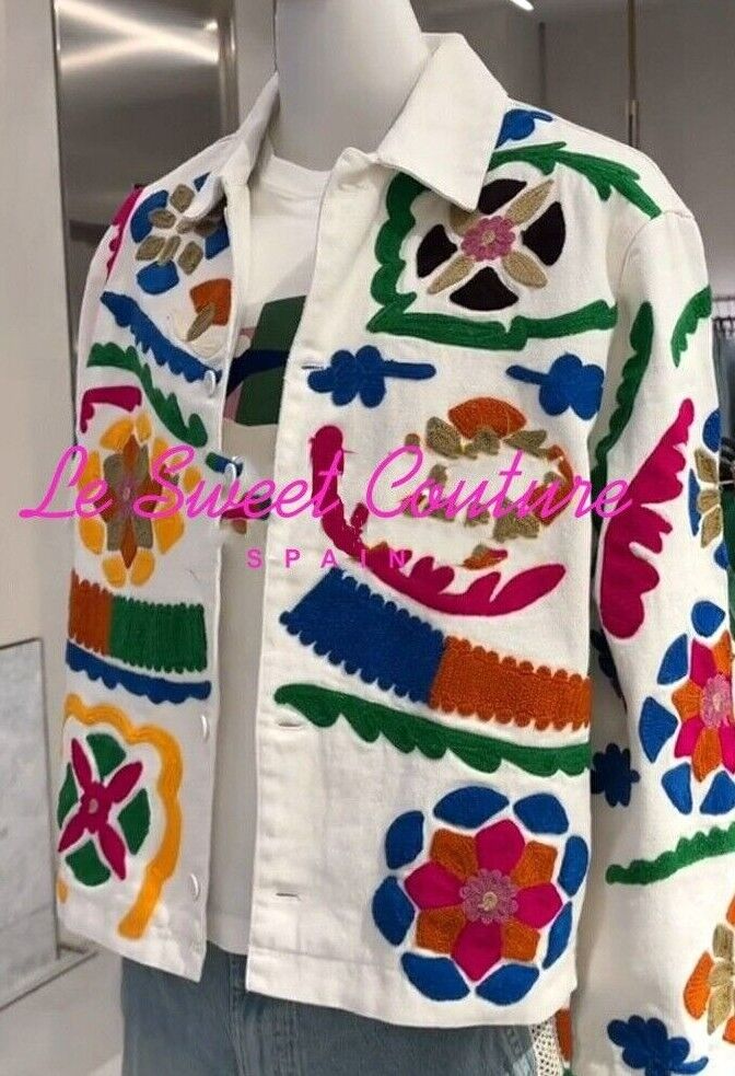 ZARA MAN NWT SS24 EMBROIDERED JACKET ECRU MULTICOLOURED ALL ZARA MAN NWT SS24 EMBROIDERED JACKET ECRU MULTICOLOURED ALL