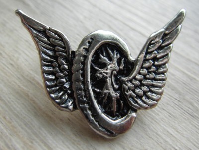 MOTORRAD Pin / Pins: Double WINGS on WHEEL - Biker- Motorcycle - 3,5 cm groß