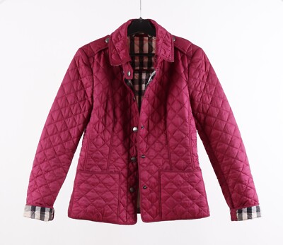 Women's Burberry Brit Pink Polyamide Quilted Jacket Size XS Nova Check 