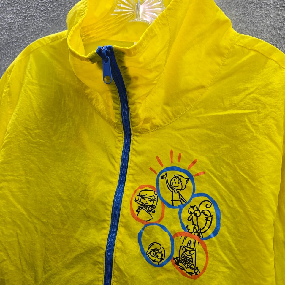 迪士尼男式夹克中号黄色 Inside Out Anorak 风衣 1/2 拉链口袋全新带标签 — 第 4/4 张图片