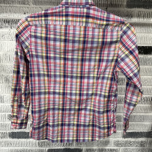 Barbour Button Up Shirt Mens Large Pink Yellow Plaid Tailored Fit Long Sleeve - Picture 5 of 9
