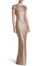 NEW Dress the Population Teresa Body-Con Gown in Rose Gold - Size M D2844