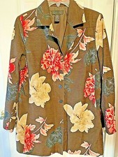 Silk Land Silk Lined Poly Floral Dress Jacket Women's Large 