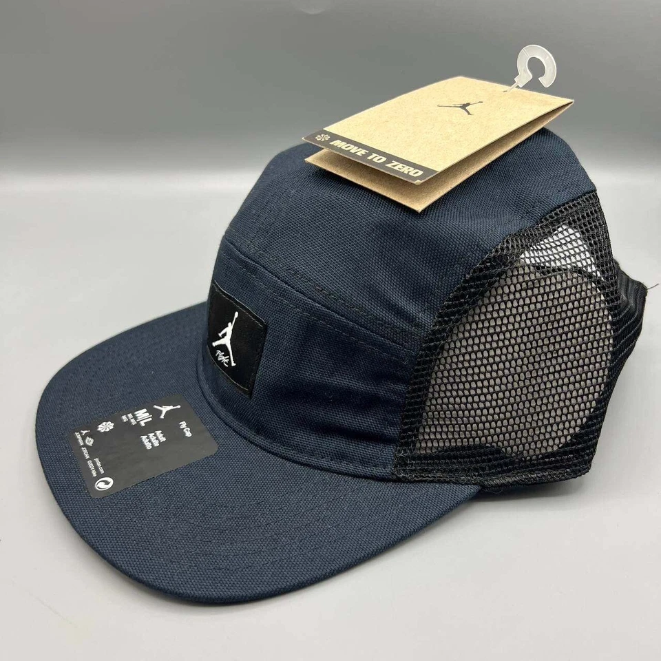 Gorra Air Jordan 5 Paneles Hombres Mediana-Grande Azul Jumpman Correa Trasera Gorra Mosca Nueva M-L Foto 2 de 4
