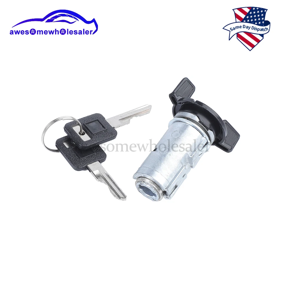 Interruptor de arranque y llave de cilindro de bloqueo de encendido negro para 82-96 Chevy GMC Cadillac Foto 4 de 4