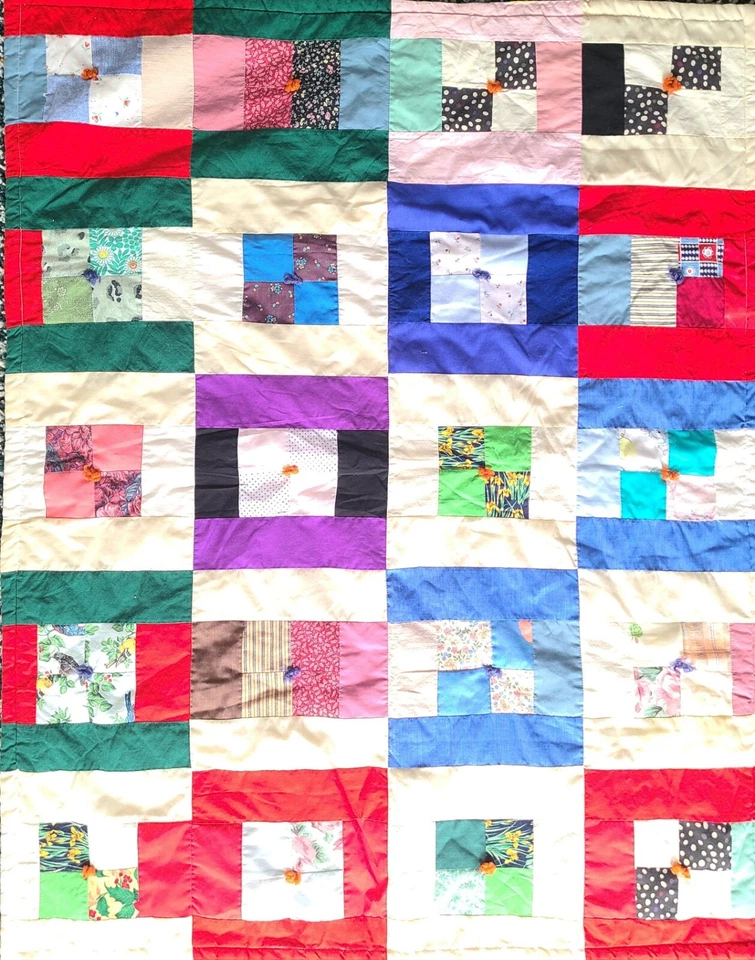 Винтажное одеяло ручной работы для детской кроватки одеяло из хлопковой смеси деревенский узор, 46 дюймов x 36 дюймов - Изображение 2 из 4