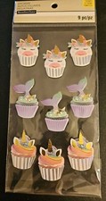 Unicorn Mermaid Cupcakes- 3D Embellishments - 9 pcs