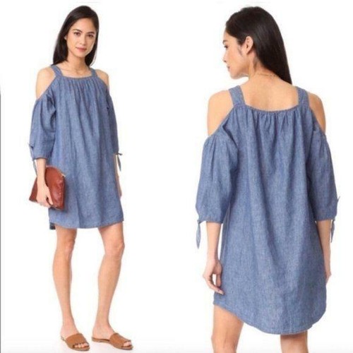 Madewell Denim Cold Shoulder Chambray Dress, XS