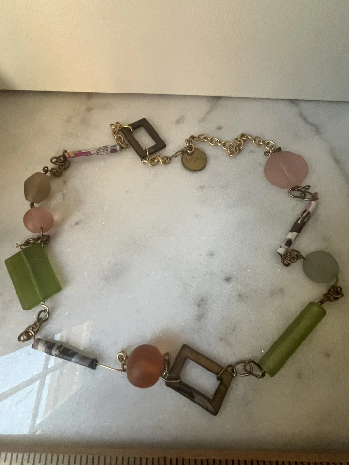 "Collar grueso multicolor marca plata retorcida 20""" Foto 2 de 4