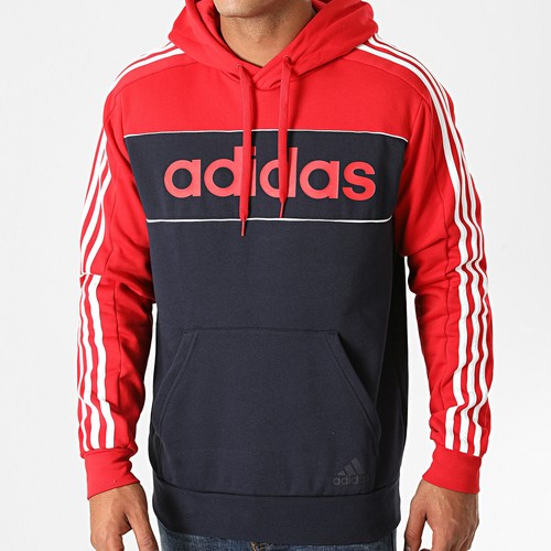 {GL7465} ADIDAS ESSENTIALS HOODED SWEATSHIRT - MEN'S - RED/NAVY BLUE *NEW*  | eBay