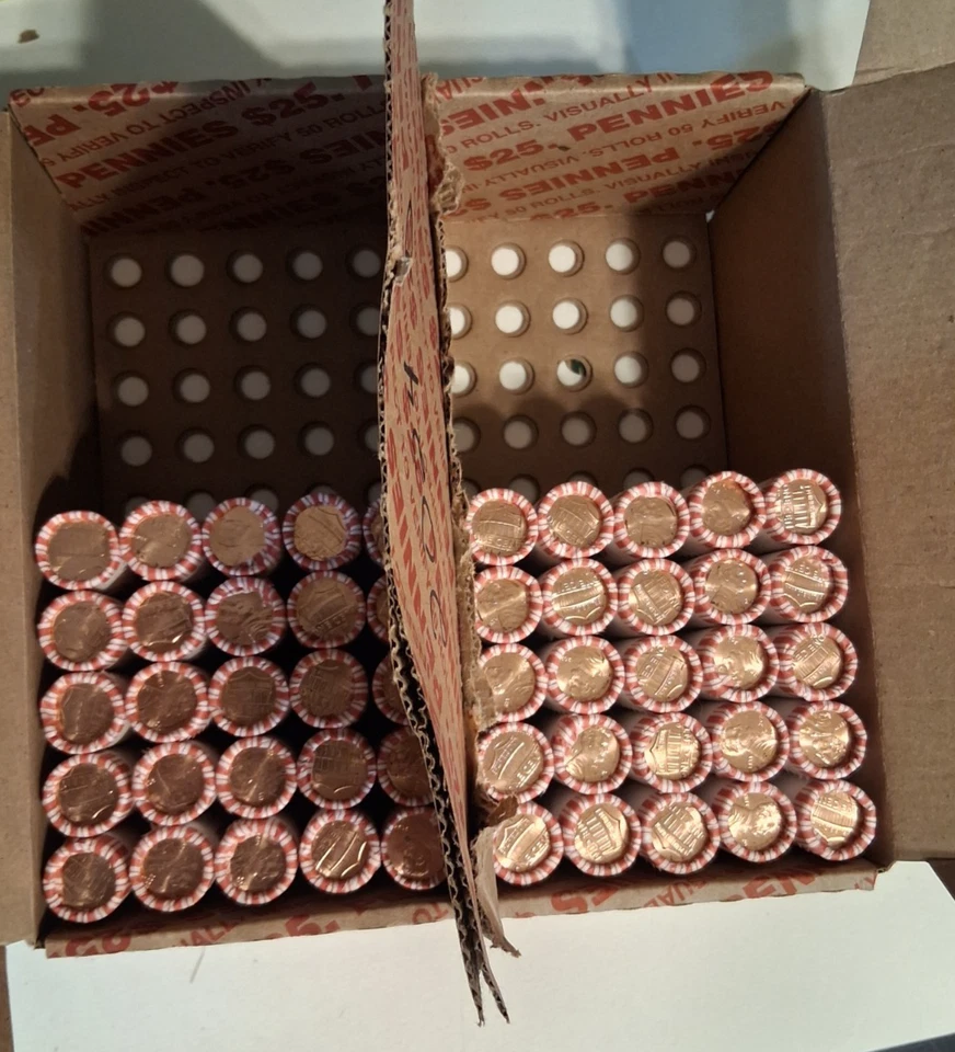 50 Rolls Box 2024 P/D Lincoln 25 P 25 D Penny Cent Shield Rolls - Image 2 of 3
