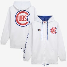 Men's Mitchell  Ness White Chicago Cubs Big  Tall Full-Snap Hooded Jacket