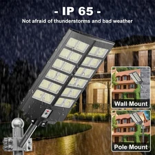 10000W Commercial Solar Street Flood Light Motion Sensor Dusk to Dawn Road Light