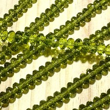 Czech Glass Rondelle Spacer Beads 4x7mm Olivine tire/donut beads 42pcs J807
