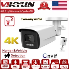 Vikylin 4K 8MP IR Light Bullet CCTV IP Camera POE 2Way Audio Motion Detection