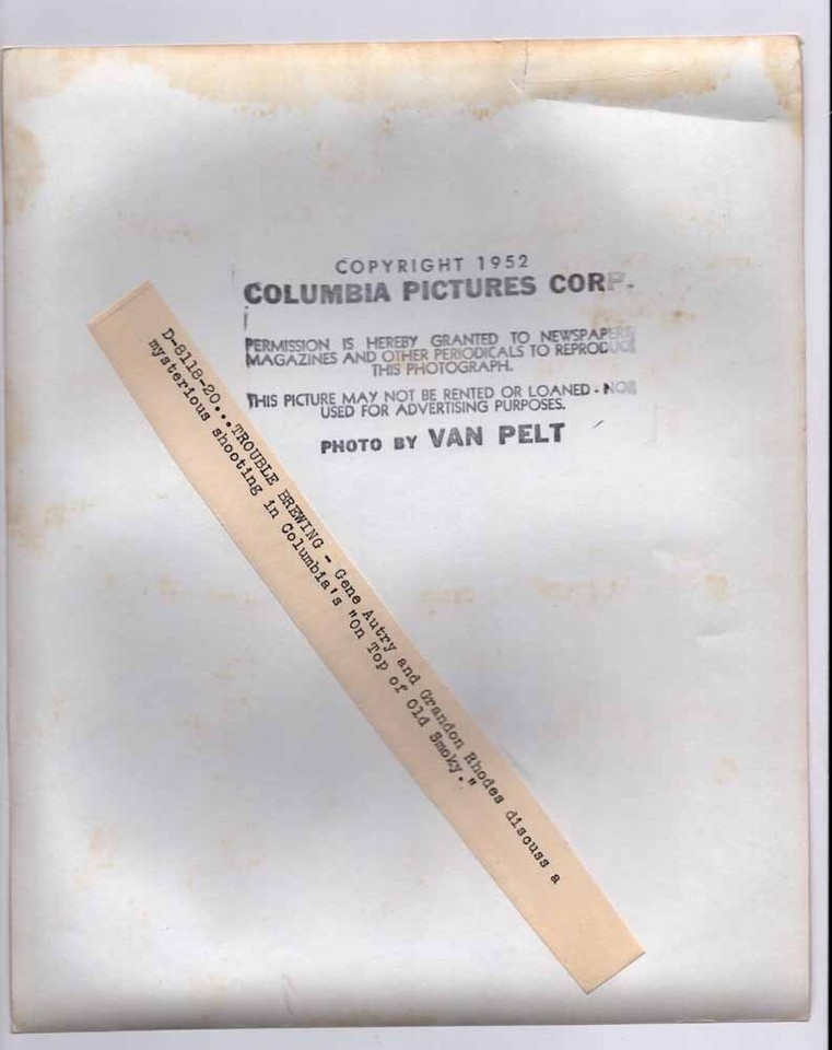 o31261 1953 orig photo Grandon Rhodes, Gene Autry film On Top of Old ...