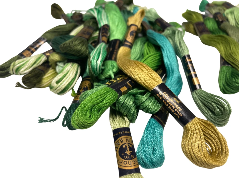 Lote de 36 tonos de verde Anchor Stranded Stickwist Mouline 8M Foto 2 de 2