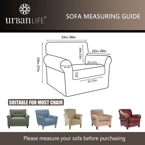 2-Piece Stretch Sofa Slipcover for 1 Cushion Single Seat Sofa, Super Stretch ... - Bild 3 von 9