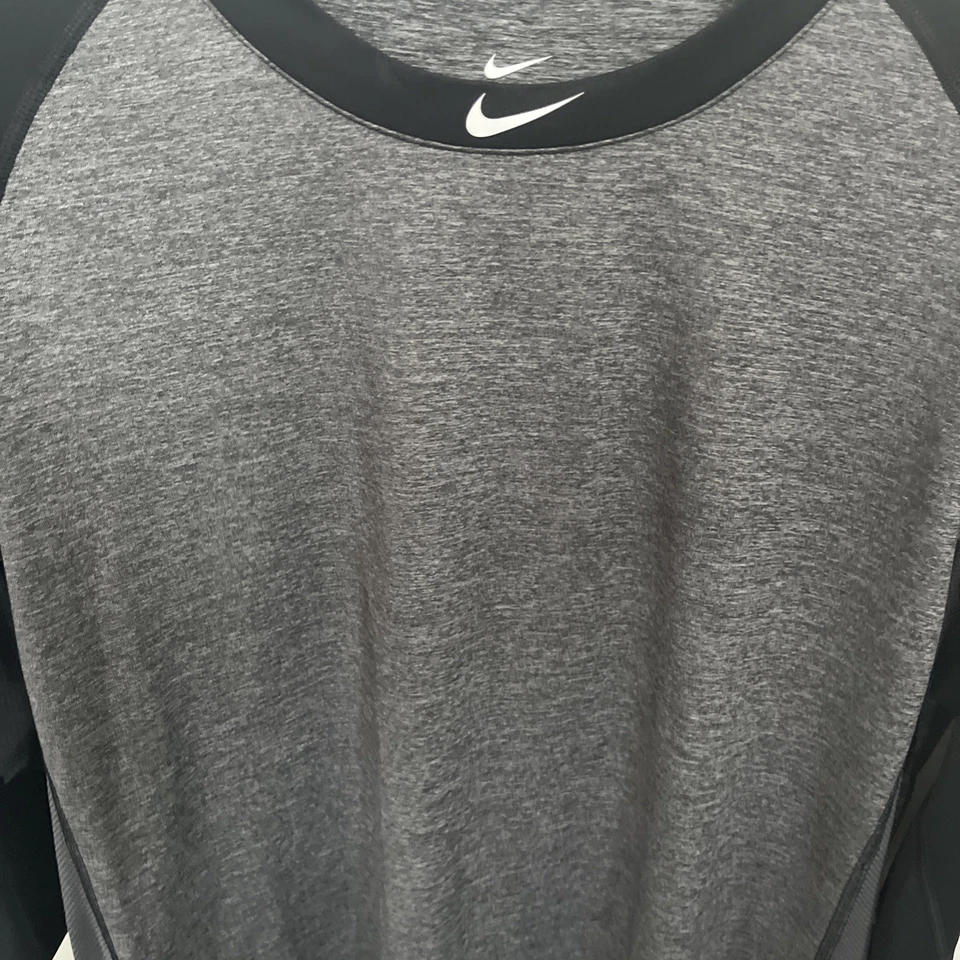 Nike Pro Baseball Shirt Mens Extra Large Slim Dry Fit Gray Black Half Sleeves XL - Image 2 of 4