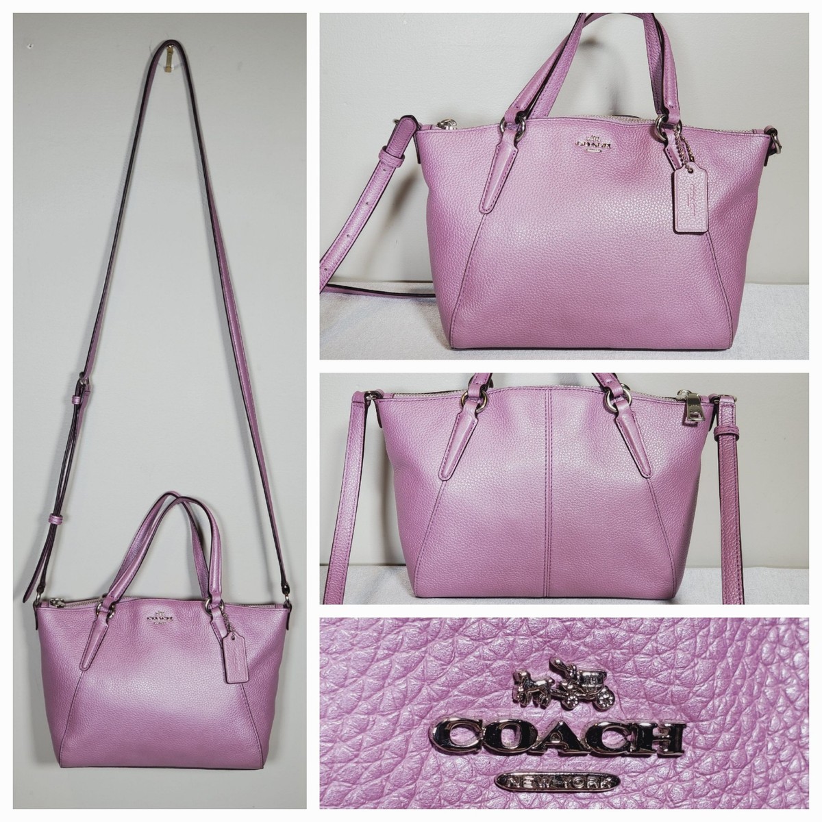 Coach *MINI* Kelsey Satchel Lilac Pebbled Leather Two Way 