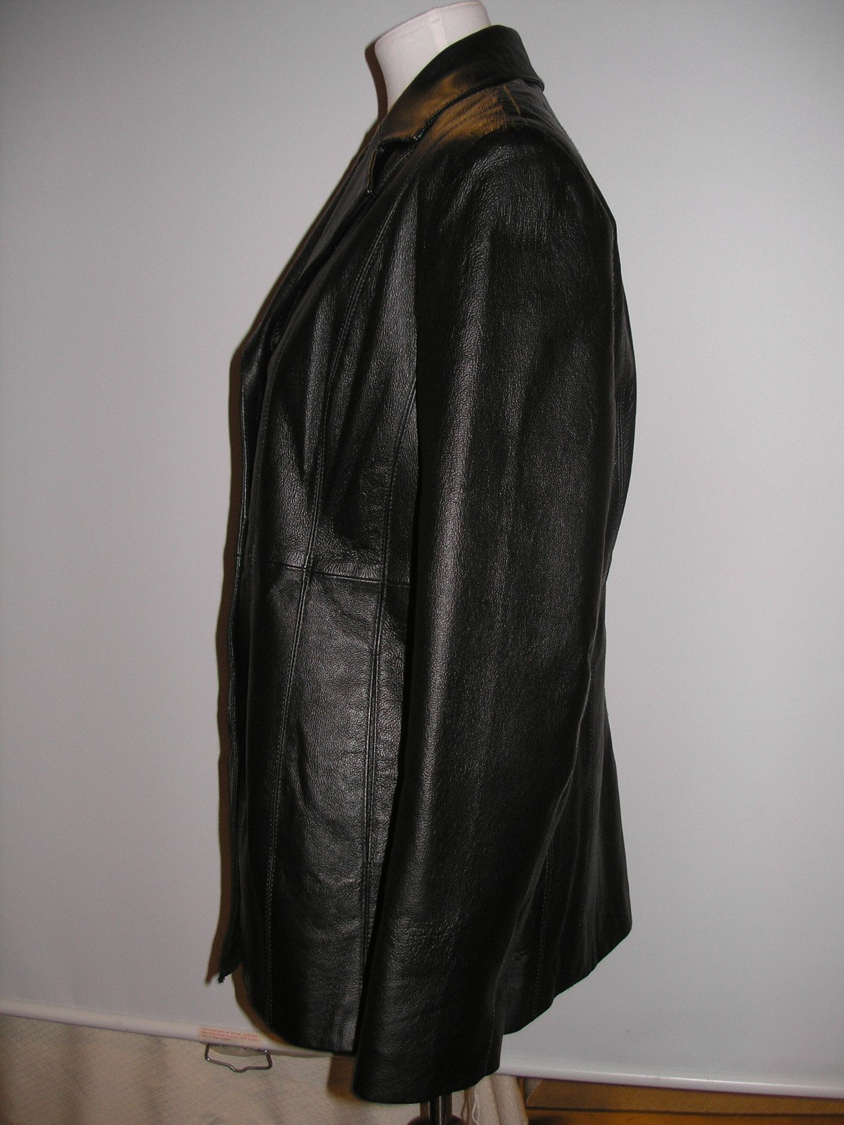 WOMENS BLACK LEATHER JACKET, SOLID BLACK, LARGE - image 2