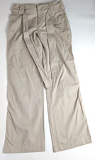 ZARA BASIC Women's Wide Leg Belted Pants Size S Tan Khaki Cotton Trousers