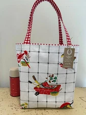 Vintage Mid Century BBQ Kabob Picnic Cooking Tablecloth Tote Market Gift Bag NEW