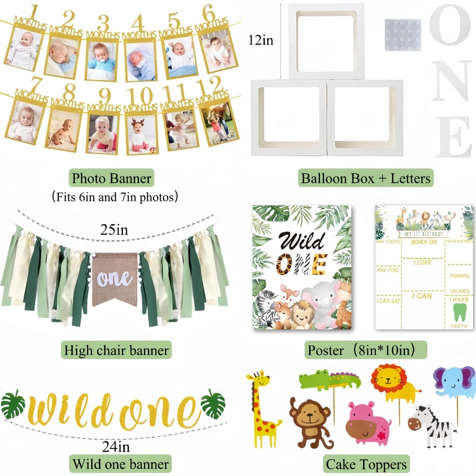 Decoraciones de cumpleaños Wild One, decoraciones de 1er cumpleaños para niño o niña, foto... Foto 3 de 4