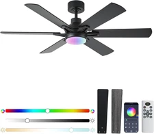 52In Ceiling Fans with Lights RGB Ceiling Fan with Light and Remote/App Control,