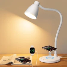 Desk Lamp for Home Office, LED Desk Light with USB C+A Charging Ports, Wirele...