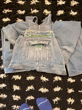 Liberty Carpenter Bib Overalls. 32x30. Distressed Denim With Patch Work.