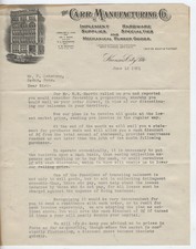 1911 LETTERHEAD, KANSAS CITY MISSOURI, CARR MANUFACTURING CO.