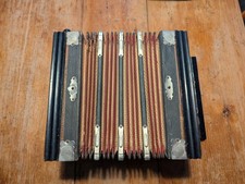 Vintage Melodeon Grand Solo German Made In Saxony Steel Bronze Reeds 10 Button