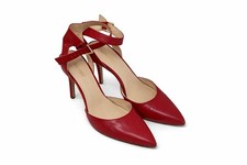 Nine West Red Stiletto Pointed Toe Heels Pumps Size 9 Ankle Strap Classic Chic