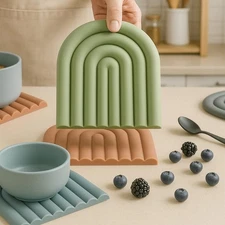 Silicone Trivets for Hot Dishes – Heat-Resistant, Non-Slip Pot Holders for Ki...