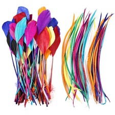 Colorful Feathers 2 Style Craft Feathers 120Pcs for Handmade DIY Wedding Fami...