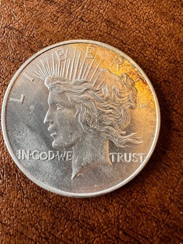 1 Oz Silver Peace Dollar Design Round 0.999 Fine Toned Liberty Eagle