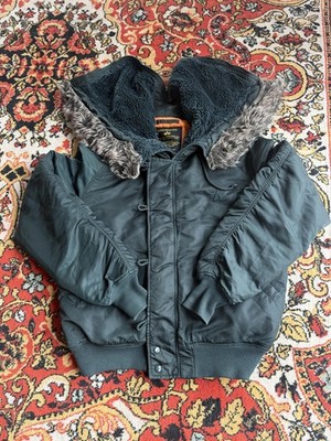 Alpha Industries N-2B Bomberjacke XL Vintage Fliegerjacke Winter mit Fellkapuze