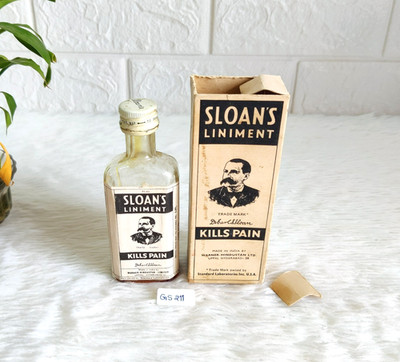 Vintage Sloan's Liniment Werbeflasche Schmerzmittel Pappbox USA GS211