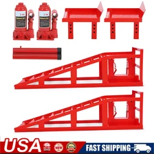 Car Ramps 5 Ton Hydraulic Lift Ramps Adjustable to 16.2" for Auto SUV Repair