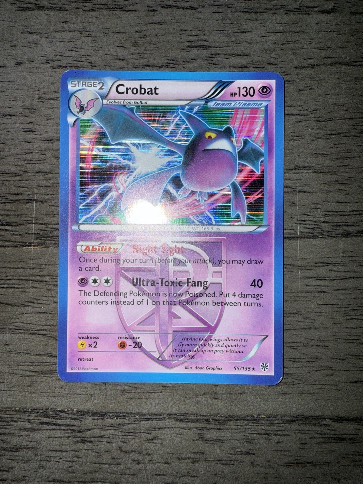 Pokemon TCG Crobat Team Plasma 55/135 Plasma Storm Holo LP