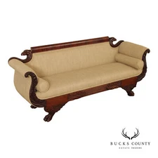 Antique American Empire Carved Mahogany Sofa