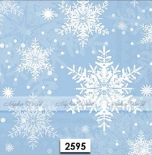 (2595) TWO Paper LUNCHEON Decoupage Art Craft Napkins - SNOWFLAKES SNOW WINTER