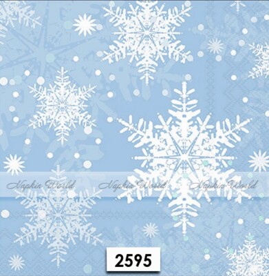 (2595) TWO Paper LUNCHEON Decoupage Art Craft Napkins - SNOWFLAKES SNOW WINTER