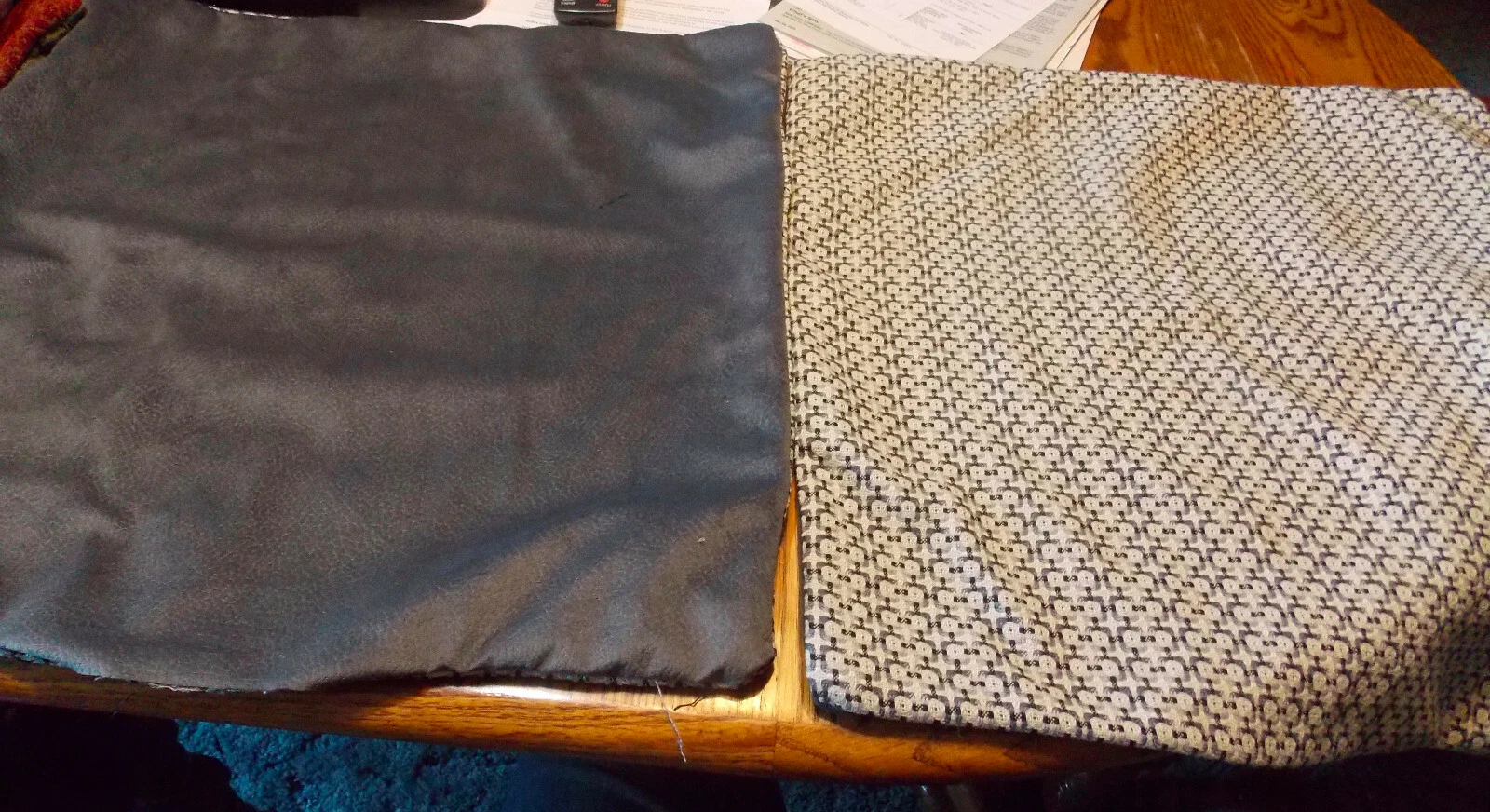 Pair of Grey & Beige Abstract Print Decorative Throw Pillows 21 x 21