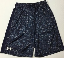 Under Armour BOY'S 9  All Season Basketball Shorts Blue Camo 1281801 YouthSize M