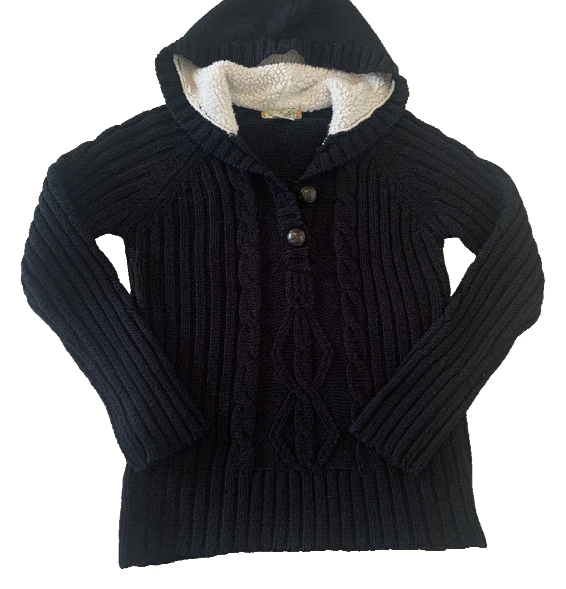 VETEMENTS Maglione Love Change ragazza L XL blu navy pullover maglia cavo felpa con cappuccio