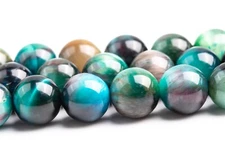Aqua Green Blue Tiger Eye Beads Grade AA Round Gemstone Loose Beads 8/10MM