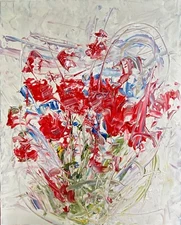 a painting of flowers on canvas original nature painting in acrylic 